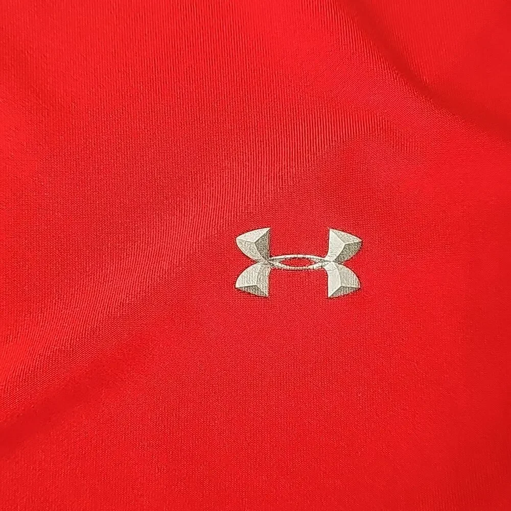 Under Armour Heatgear Mens Sz XL Red Short Sleeve Layering Workout Tee Shirt